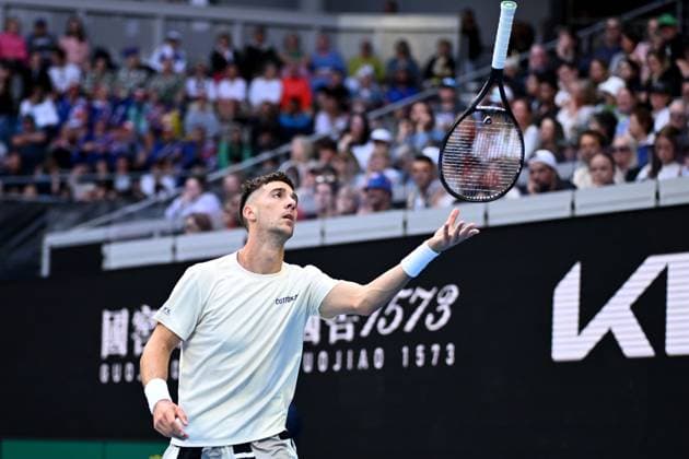 TENNIS AUSTRALIAN OPEN, Thanasi Kokkinakis of Australia during his 2nd round match against Grigor Dimitrov of Bulgaria on Day 5 of the 2024 Australian Open at Melbourne Park in Melbourne, Thursday, January 18, 2024. ( NO ARCHIVING, EDITORIAL USE ONLY, NO USE IN BOOKS WITHOUT CONSENT MELBOURNE VICTORIA AUSTRALIA  Copyright: xJOELxCARRETTx 20240118001890526937