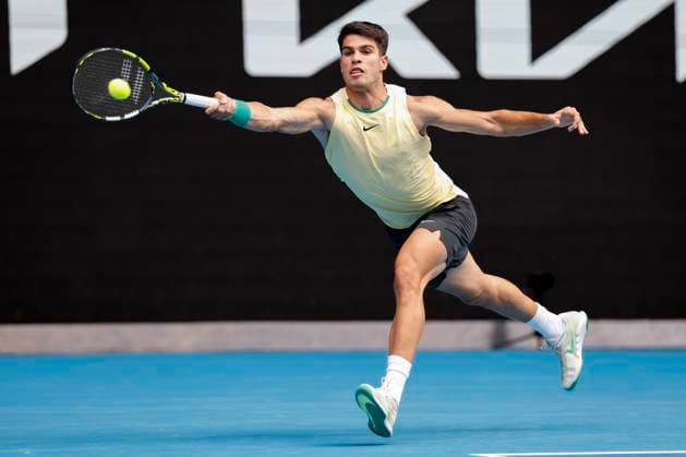 Carlos Alcaraz (ESP), Australian Open 2024, Melbourne Park, Melbourne, Victoria, Australia. Copyright: xJuergenxHasenkopfx