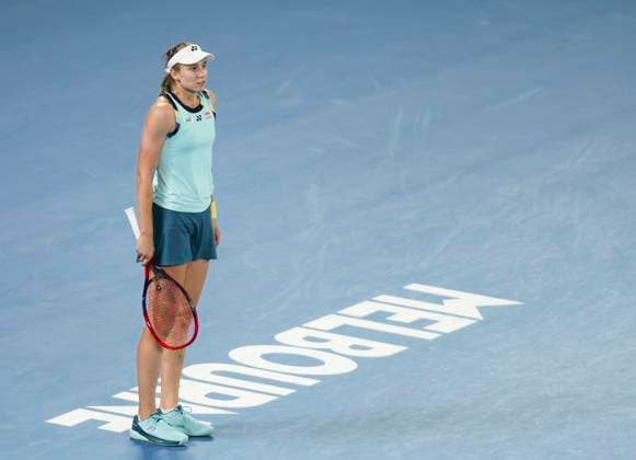 (240118) -- MELBOURNE, Jan. 18, 2024 -- Elena Rybakina of Kazakhstan reacts during the women s singles second round match between Elena Rybakina of Kazakhstan and Anna Blinkova of Russia at the Australian Open tennis tournament in Melbourne, Australia, Jan. 18, 2024. ) (SP)AUSTRALIA-MELBOURNE-TENNIS-AUSTRALIAN OPEN MaxPing 