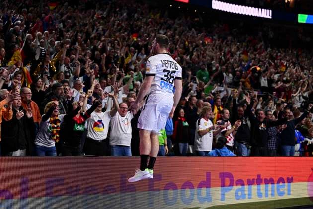 Lukas Mertens (Germany), Deutschland vs. Island, Hauptrunde, Europameisterschaft, Laenderspiel, Handball, 18.01.2024 Koeln Nordrhein-Westfalen Deutschland