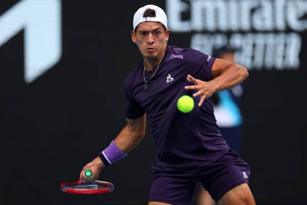 Sebastian Baez of Argentina in action Australian Open, Day Six, Tennis, Melbourne Park, Melbourne, Australia - 19 Jan 2024  Copyright: xEllaxLing Shutterstockx 14306107g