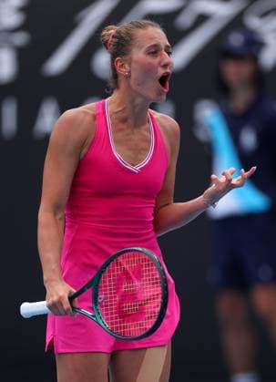 Marta Kostyuk of Ukraine frustrated Australian Open, Day Six, Tennis, Melbourne Park, Melbourne, Australia - 19 Jan 2024  Copyright: xEllaxLing Shutterstockx 14306107aq