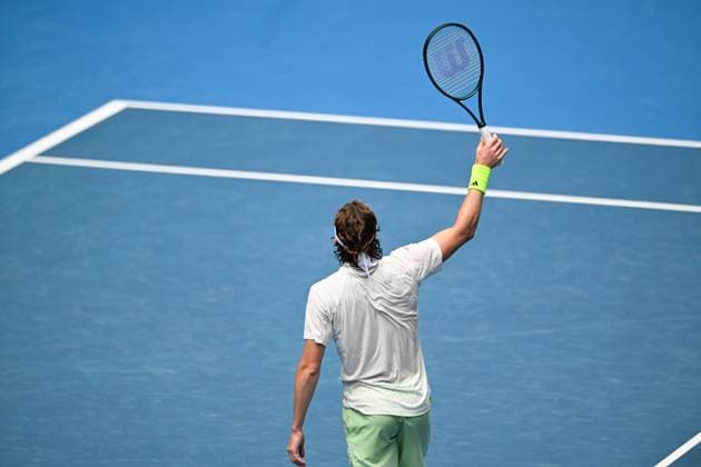 Stefanos Tsitsipas (GRE) celebrates during his third round match Australian Open, Day Five, Tennis, Melbourne Park, Melbourne, Australia - 19 Jan 2024  Copyright: xJamesxGourley Shutterstockx 14306728cv