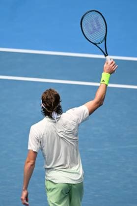 Stefanos Tsitsipas (GRE) celebrates during his third round match Australian Open, Day Five, Tennis, Melbourne Park, Melbourne, Australia - 19 Jan 2024  Copyright: xJamesxGourley Shutterstockx 14306728cr