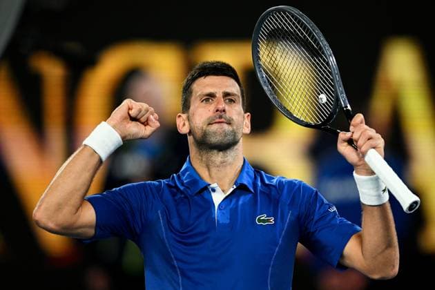 Novak Djokovic (SRB) celebrates winning his third round match Australian Open, Day Six, Tennis, Melbourne Park, Melbourne, Australia - 19 Jan 2024  Copyright: xJamesxGourley Shutterstockx 14306114bo