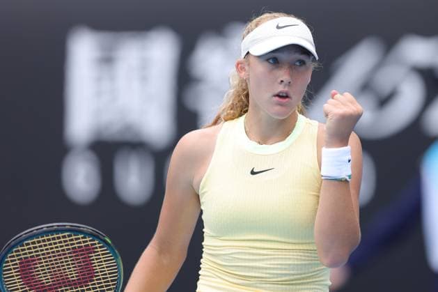 Mirra Andreeva, RUS, during second round of 2024 Australian Open in Melbourne, 19 01 2023; -