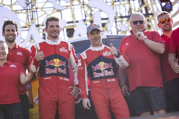 203 LOEB Sebastien (fra), LURQUIN Fabian (bel), Bahrain Raid Xtreme, Prodrive Hunter, FIA Ultimate, ambiance during the Final Podium of the Dakar 2024 on January 19, 2024 in Yanbu, Saudi Arabia - DAKAR 2024 - FINAL PODIUM DPPI Panoramic  05124022__UDE3487