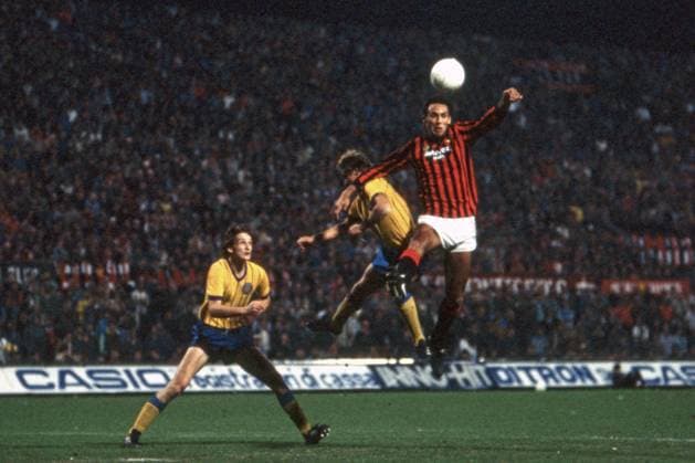MARK HATELEY, Milan, UEFA Cup, 1985-86, Milan vs Lokomotive Leipzig 2-0, 23-10-1985, Contrasto, Action COPPA UEFA 1985-86 MILAN-LOKOMOTIVE LEIPZIG LIPSIA 2-0