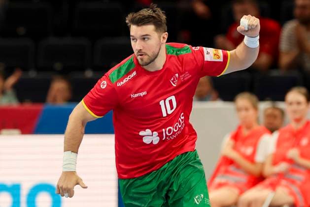 Miguel Martins (Portugal) jubelt, Men s EHF EURO 2024, Slovenia vs Portugal, Barclays Arena, 19.01.2024, Hamburg, Deutschland.