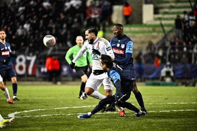 Mathis Cherki (ol) FOOTBALL : Bergerac vs Lyon - 16eme de Finale de la Coupe de France - Limoges - 19-01-2024 ThierryBreton Panoramic 