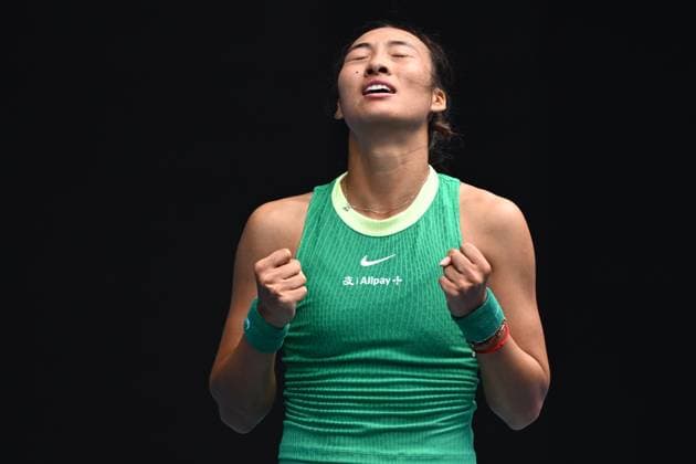 Sport Themen der Woche KW03 TENNIS AUSTRALIAN OPEN, Qinwen Zheng of China celebrates match point during her 3rd round win against Yafan Wang of China on Day 7 of the 2024 Australian Open at Melbourne Park in Melbourne, Saturday, January 20, 2024. ( NO ARCHIVING, EDITORIAL USE ONLY, NO USE IN BOOKS WITHOUT CONSENT MELBOURNE VICTORIA AUSTRALIA  Copyright: xJOELxCARRETTx 20240120001891252480