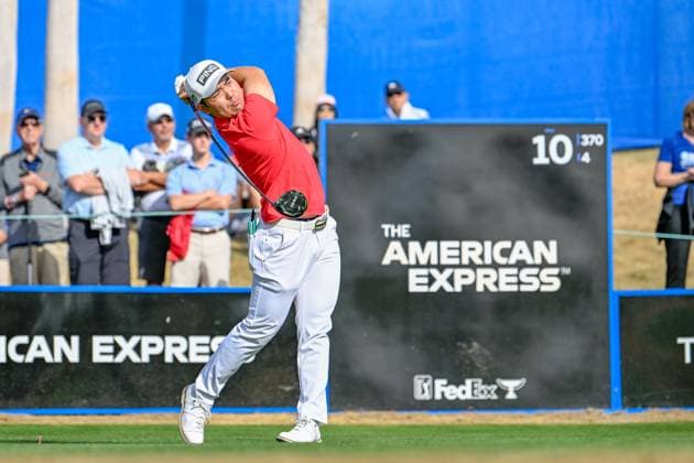 LA QUINTA, CA - JANUARY 19: Taiga Semikawa (JPN) watches his tee shot on 10 during Rd2 of The American Express tournament at PGA, Golf Herren West Nicklaus Tournament Course on January 19, 2024 in La Quinta, California. (Photo by Ken Murray Icon Sportswire) GOLF: JAN 19 PGA The American Express EDITORIAL USE ONLY Icon2401190162