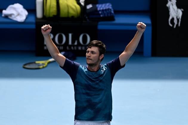 TENNIS AUSTRALIAN OPEN, Miomir Kecmanovic of Serbia celebrates during his round 3 win against Tommy Paul of the USA on Day 7 of the 2024 Australian Open at Melbourne Park in Melbourne, Saturday, January 20, 2024. ( NO ARCHIVING, EDITORIAL USE ONLY, NO USE IN BOOKS WITHOUT CONSENT MELBOURNE VICTORIA AUSTRALIA  Copyright: xLUKASxCOCHx 20240120001891265471