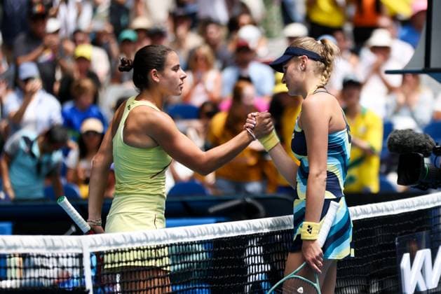 January 20, 2024, Melbourne, Victoria, Australia: MELBOURNE, AUSTRALIA - JANUARY 20: Dayana Yastremska of Ukraine celebrates beating Emma Navarro of USA on Day 7 of the 2024 Australian Open at Melbourne Park on January 20, 2024 in Melbourne, Australia. Melbourne Australia - ZUMAp121 20240120_zsp_p121_054 Copyright: xChrisxPutnamx