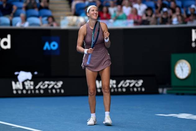 TENNIS AUSTRALIAN OPEN, Victoria Azarenka of Belarus celebrates her round 3 win against Jelena Ostapenko of Latvia on Day 7 of the 2024 Australian Open at Melbourne Park in Melbourne, Saturday, January 20, 2024. ( NO ARCHIVING, EDITORIAL USE ONLY, NO USE IN BOOKS WITHOUT CONSENT MELBOURNE VICTORIA AUSTRALIA  Copyright: xLUKASxCOCHx 20240120001891279180