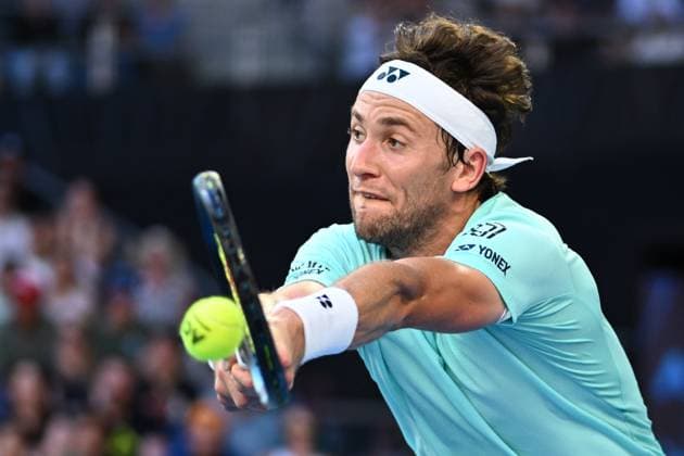 TENNIS AUSTRALIAN OPEN, Casper Ruud of Norway in action during his 3rd round match against Cameron Norrie of the United Kingdom on Day 7 of the 2024 Australian Open at Melbourne Park in Melbourne, Saturday, January 20, 2024. ( NO ARCHIVING, EDITORIAL USE ONLY, NO USE IN BOOKS WITHOUT CONSENT MELBOURNE VICTORIA AUSTRALIA  Copyright: xJOELxCARRETTx 20240120001891293212