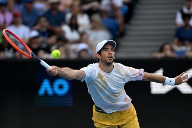 TENNIS AUSTRALIAN OPEN, Nuno Borges from Portugal in action during his round 3 match against Grigor Dimitrov of Bulgaria on Day 7 of the 2024 Australian Open at Melbourne Park in Melbourne, Saturday, January 20, 2024. ( NO ARCHIVING, EDITORIAL USE ONLY, NO USE IN BOOKS WITHOUT CONSENT MELBOURNE VICTORIA AUSTRALIA  Copyright: xLUKASxCOCHx 20240120001891297258