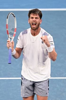 Cameron Norrie (GBR) celebrates winning his third round match Australian Open, Day Seven, Tennis, Melbourne Park, Melbourne, Australia - 20 Jan 2024  Copyright: xJamesxGourley Shutterstockx 14306286fl