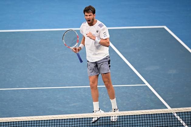 Cameron Norrie (GBR) celebrates during his third round match Australian Open, Day Seven, Tennis, Melbourne Park, Melbourne, Australia - 20 Jan 2024  Copyright: xJamesxGourley Shutterstockx 14306286fy