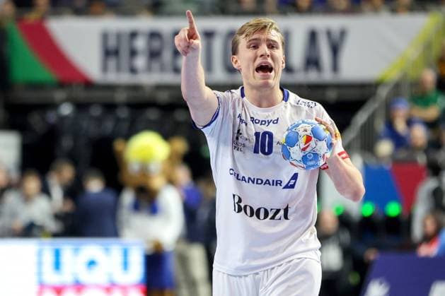 France v Iceland - Men s EHF Euro 2024 COLOGNE, GERMANY - JANUARY 20: Gisli Thorgeir Kristjansson of Iceland in action during the Men s EHF Euro 2024 main round match between France and Iceland at Lanxess Arena on January 20, 2024 in Cologne, Germany. SanjinxStrukic PIXSELL