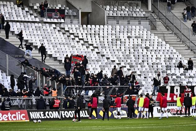 Incidents entre supporters Nicois et Girondins FOOTBALL : Bordeaux vs Nice - 16eme de Finale de la Coupe de France - Bordeaux - 20-01-2024 ThierryBreton Panoramic 