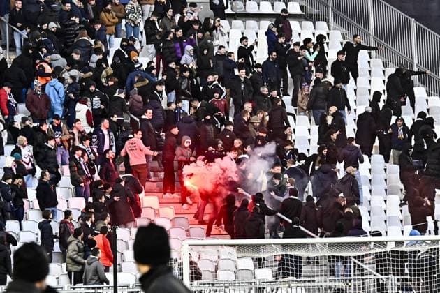 Incidents entre supporters Nicois et Girondins FOOTBALL : Bordeaux vs Nice - 16eme de Finale de la Coupe de France - Bordeaux - 20-01-2024 ThierryBreton Panoramic 