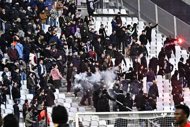 Incidents entre supporters Nicois et Girondins FOOTBALL : Bordeaux vs Nice - 16eme de Finale de la Coupe de France - Bordeaux - 20-01-2024 ThierryBreton Panoramic 