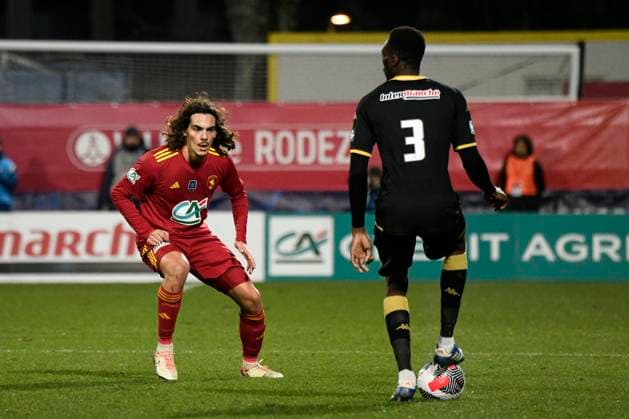 Antoine VALERIO (RAF) Rodez Aveyron Football vs. AS Monaco pour 16eme de finale de la Coupe de France au Stade Paul Lignon de Rodez, le 20 janvier 2024. FOOTBALL : Rodez AF vs. AS Monaco - Coupe de France - 20 01 2024 ValentinaClaret Panoramic 