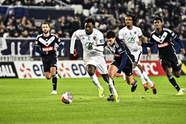 Evann Gessand (ogc) FOOTBALL : Bordeaux vs Nice - 16eme de Finale de la Coupe de France - Bordeaux - 20-01-2024 ThierryBreton Panoramic 
