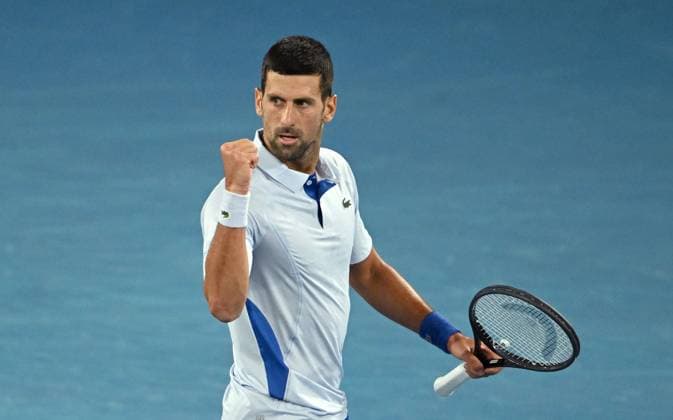 TENNIS AUSTRALIAN OPEN, Novak Djokovic of Serbia reacts during his 4th round match against Adrian Mannarino of France on Day 8 of the 2024 Australian Open at Melbourne Park in Melbourne, Sunday, January 21, 2024. ( NO ARCHIVING, EDITORIAL USE ONLY, NO USE IN BOOKS WITHOUT CONSENT MELBOURNE VICTORIA AUSTRALIA  Copyright: xLUKASxCOCHx 20240121001891661685