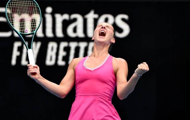 Sport Themen der Woche KW03 TENNIS AUSTRALIAN OPEN, Marta Kostyuk of Ukraine reacts after winning her 4th round match against Maria Timofeeva of Russia on Day 8 of the 2024 Australian Open at Melbourne Park in Melbourne, Sunday, January 21, 2024. ( NO ARCHIVING, EDITORIAL USE ONLY, NO USE IN BOOKS WITHOUT CONSENT MELBOURNE VICTORIA AUSTRALIA  Copyright: xJAMESxROSSx 20240121001891681736