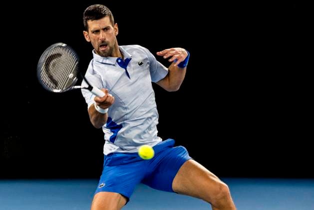 MELBOURNE, VIC - JANUARY 21: Novak Djokovic of Serbia in action during the 4th round of the 2024 Australian Open on January 21 2024, at Melbourne Park in Melbourne, Australia. (Photo by Jason Heidrich Icon Sportswire) TENNIS: JAN 21 Australian Open EDITORIAL USE ONLY Icon240121135