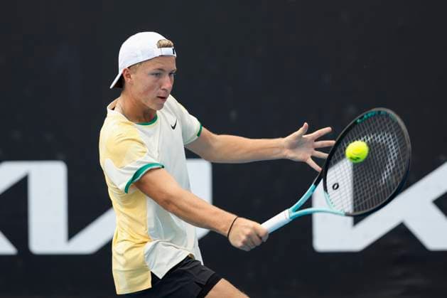 Max Schoenhaus (GER), Jungen Einzel BS, Australian Open 2024, Melbourne Park, Melbourne, Victoria, Australia. Copyright: xJuergenxHasenkopfx