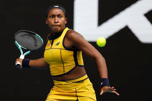 2024 Australian Open - Day 8 Coco Gauff of the USA is in action during her round four singles match against Magdalena Frech of Poland on day seven of the 2024 Australian Open at Melbourne Park in Melbourne, Australia, on January 20, 2024. Melbourne Victoria Australia  Copyright: xCiroxDexLucax originalFilename:deluca-2024aust240121_nprG0.jpg