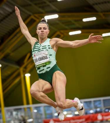 Indoor Meeting Dortmund; Dortmund, 20.01.2024 Impressionen vom Weitsprung mit Maryna Bekh-Romanchuk (UKR Ukraine); Indoor Meeting Dortmund im Rahmen der World Athletics Indoor Tour (Bronze) in der Helmut-Körnig-Halle in Dortmund (Deutschland) am 20.01.2024. *** Indoor Meeting Dortmund Dortmund, 20 01 2024 Impressions of the long jump with Maryna Bekh Romanchuk UKR Ukraine Indoor Meeting Dortmund as part of the World Athletics Indoor Tour Bronze in the Helmut Körnig Hall in Dortmund Germany on 20 01 2024 Copyright: xBEAUTIFULxSPORTS AxelxKohringx
