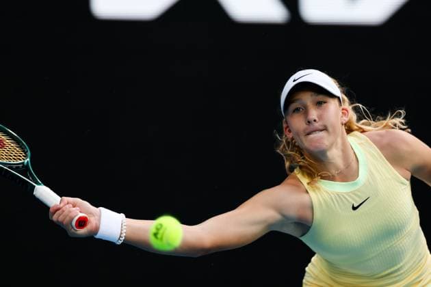 January 21, 2024, Melbourne, Victoria, Australia: MELBOURNE, AUSTRALIA - JANUARY 21: Mirra Andreeva of Russia plays against Barbora Krejcikova of Czech Republic on day 8 of the 2024 Australian Open at Melbourne Park on January 21, 2024 in Melbourne, Australia. Melbourne Australia - ZUMAp121 20240121_zsp_p121_113 Copyright: xChrisxPutnamx
