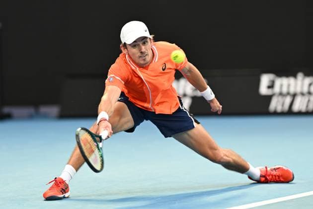 Tennis 2024: Australian Open Day 8 January 21, 2024: 10th seed ALEX DE MINAUR of Australia in action against 5th seed ANDREY RUBLEV of the Russian Federation on Rod Laver Arena in a Men s Singles 4th round match on day 8 of the 2024 Australian Open in Melbourne, Australia. Sydney Low Cal Media(Credit Image: Â Sydney Low Cal Sport Media) California USA EDITORIAL USE ONLY Copyright: xx ZUMA-20240121_faf_c04_012.jpg SydneyxLowx csmphotothree225458
