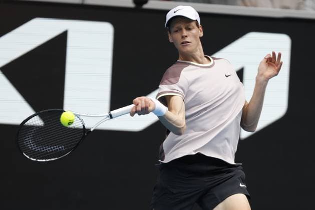 Jannik Sinner ( ITA) during their round four singles match againstKaren Khachanov during Australian Open, International Tennis match in Melbourne, Australia, January 21 2024  Copyright: xAgnxFoto IPAxSportx xipa-agency.x xx IPA_42842646 IPA_Agency_IPA42842646