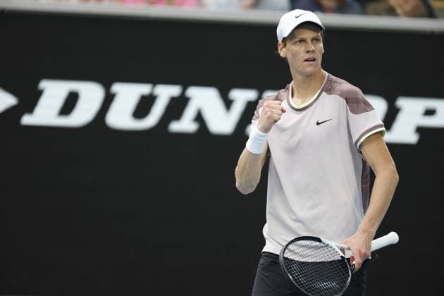 International Tennis match - Australian Open Jannik Sinner ( ITA) during their round four singles match againstKaren Khachanov during Australian Open, International Tennis match in Melbourne, Australia, January 21 2024 Melbourne Australia  Copyright: xIPAxSport ABACAx