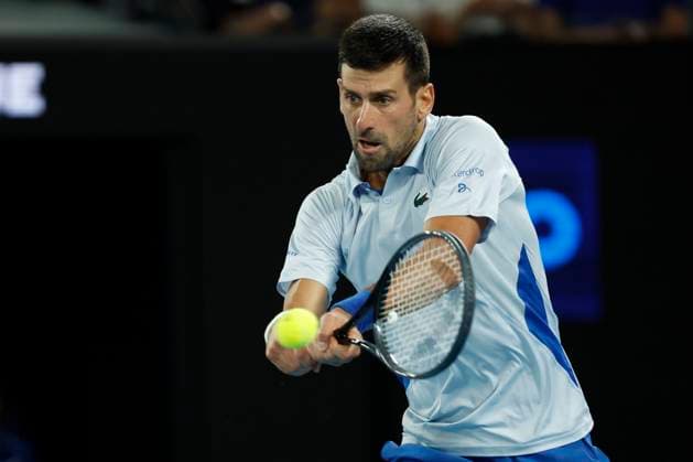 21st January 2024; Melbourne Park, Melbourne, Victoria, Australia; Australian Open Tennis Championship Day 8; Novak Djokovic (SRB) in action during the round four singles match against Adrian Mannarino (FRA)  ActionPlus12599964 NaFoto