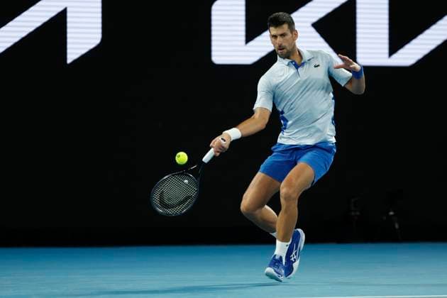 21st January 2024; Melbourne Park, Melbourne, Victoria, Australia; Australian Open Tennis Championship Day 8; Novak Djokovic (SRB) in action during the round four singles match against Adrian Mannarino (FRA)  ActionPlus12599968 NaFoto