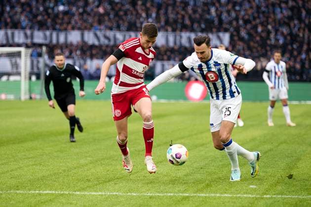 Haris Tabakovic (Hertha BSC, 25), GER, Hertha BSC vs. Fortuna Duesseldorf, Fussball Herren, 2. Bundesliga, Saison 2023 2024, 18. Spieltag, 21.01.2024. (DFL REGULATIONS PROHIBIT ANY USE OF PHOTOGRAPHS AS IMAGE SEQUENCES AND OR QUASI - VIDEO). GER, Hertha BSC vs. Fortuna Duesseldorf, Fussball Herren, 2. Bundesliga, Saison 2023 2024, 18. Spieltag, 21.01.2024. Berlin
