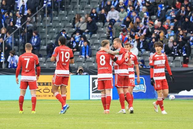 DEU, DFL, 2. FBL, Hertha BSC vs. Fortuna Duesseldorf, 21.01.2024, Berliner Olympiastadion, Berlin, DEU, DFL, 2. FBL, Hertha BSC vs. Fortuna Duesseldorf, im Bild nach dem 1: 1 durch Isak Bergmann Johannesson (Fortuna Duesseldorf 8) DFL - regulations prohibit any use of Photographs as image sequences and or quasi-video Foto: Juergen Engler nordphoto GmbH