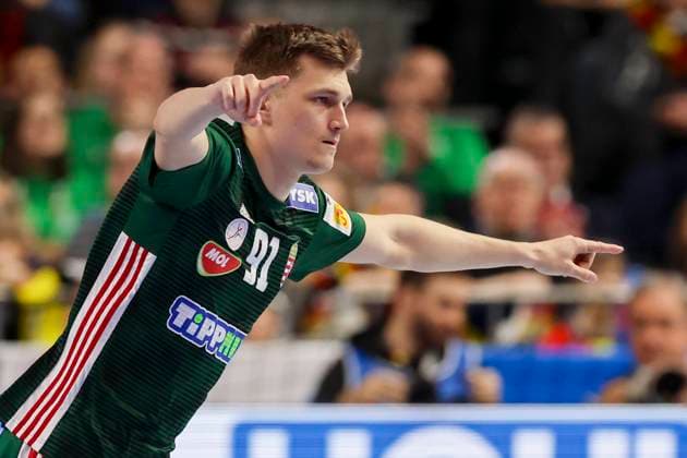 Bence Imre (Hungary) jubelt, Men s EHF EURO 2024, Hungary vs Croatia, Lanxess Arena, 20.01.2024, Cologne, Deutschland.