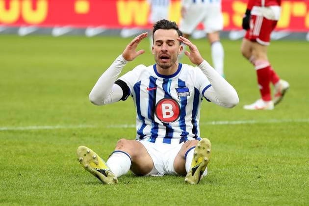 21.01.2024, xtgx, Fussball 2.Bundesliga, Hertha BSC Berlin - Fortuna Duesseldorf emspor, v.l. Haris Tabakovic (Hertha BSC Berlin) Enttäuscht enttaeuscht traurig frustriert ratlos (DFL DFB REGULATIONS PROHIBIT ANY USE OF PHOTOGRAPHS as IMAGE SEQUENCES and or QUASI-VIDEO) Berlin