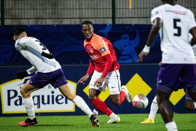 Lamine Sy (FC Rouen) FOOTBALL : FC Rouen vs Toulouse FC - Coupe de France - 16e de Finale - 21 01 2024 BaptisteAutissier Panoramic 