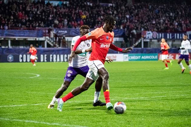 Damien Loppy (FC Rouen) FOOTBALL : FC Rouen vs Toulouse FC - Coupe de France - 16e de Finale - 21 01 2024 BaptisteAutissier Panoramic 