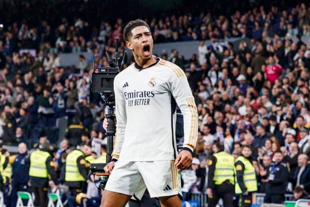 Bilder des Jahres 2024, Sport 01 Januar Sport Themen der Woche KW03 Sport Bilder des Tages January 21, 2024: Jude Bellingham of Real Madrid CF celebrates a goal during the La Liga match between Real Madrid and Almeria at Estadio Santiago Bernabeu on January 21, 2024 in Madrid, Spain. - ZUMAd159 20240121_zia_d159_016 Copyright: xMaxGraciaxJimenezx