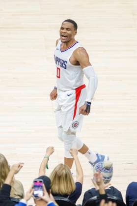 Sport Themen der Woche KW03 Sport Bilder des Tages January 21, 2024, Los Angeles, California, USA: Los Angeles Clippers Russell Westbrook 0 celebrates after the team defeating the Brooklyn Nets during an NBA, Basketball Herren, USA basketball game at Crypto.com Arena, Sunday Jan. 21, 2024, in Los Angeles. Los Angeles USA - ZUMAc68_ 20240121_zaf_c68_004 Copyright: xRingoxChiux