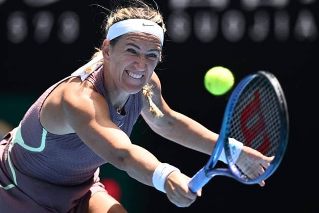 TENNIS AUSTRALIAN OPEN, Victoria Azarenka of Belarus in action during her 4th round match against Dayana Yastremska of Ukraine on Day 9 of the 2024 Australian Open at Melbourne Park in Melbourne, Monday, January 22, 2024. ( NO ARCHIVING, EDITORIAL USE ONLY, NO USE IN BOOKS WITHOUT CONSENT MELBOURNE VICTORIA AUSTRALIA  Copyright: xJOELxCARRETTx 20240122001892100513